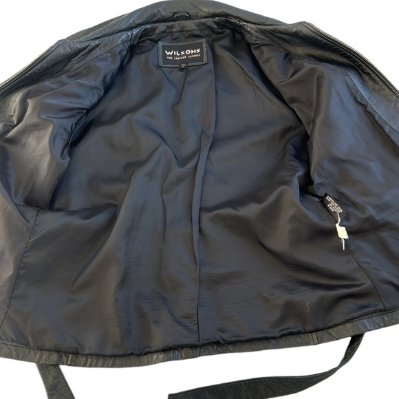 Vintage Wilsons The Leather Experts Leather Jacket Belted Black L - Picture 14 of 14